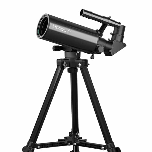 Black telescope mounted on a tripod