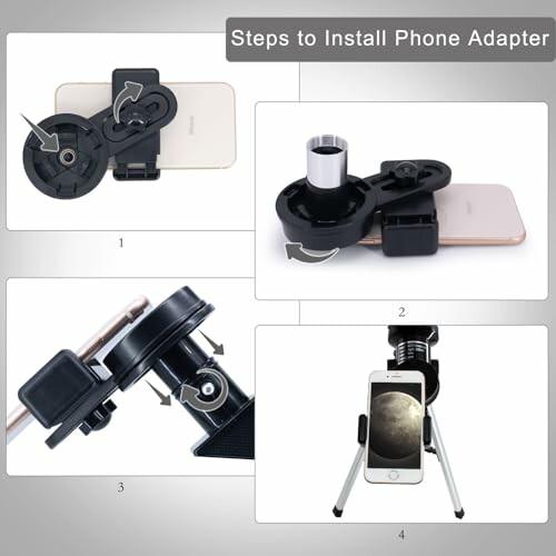 Step-by-step guide to installing a phone adapter on a tripod.