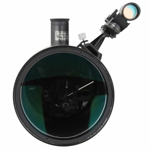 Front view of a telescope with lens and finder scope