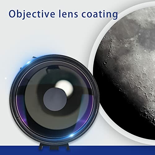 Objective lens coating with moon surface detail.