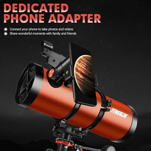 Telescope with phone adapter for astrophotography.